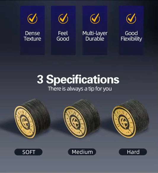 KONLLEN Multi-Layer Pool Cue Tips S/M/H 14mm