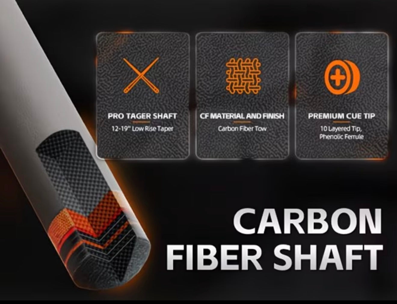 BLKCUESHARK 73.66cm Low Deflection Carbon Fiber Cue Shaft – Smooth Control & Professional Performance