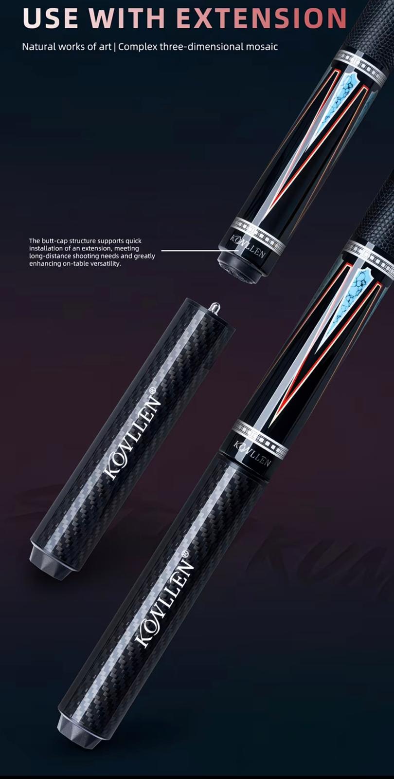 Konllen Series 2.0 AK-08F Professional Pool Cue Set – 12.5mm Tip with Case, Extension & Accessories