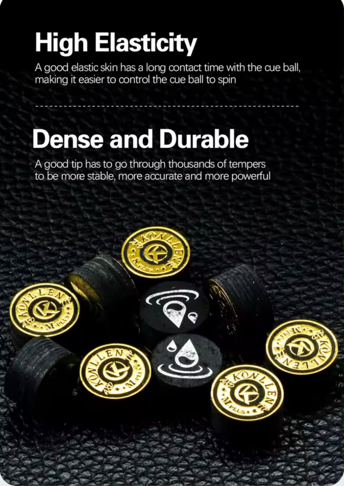 KONLLEN Multi-Layer Pool Cue Tips S/M/H 14mm