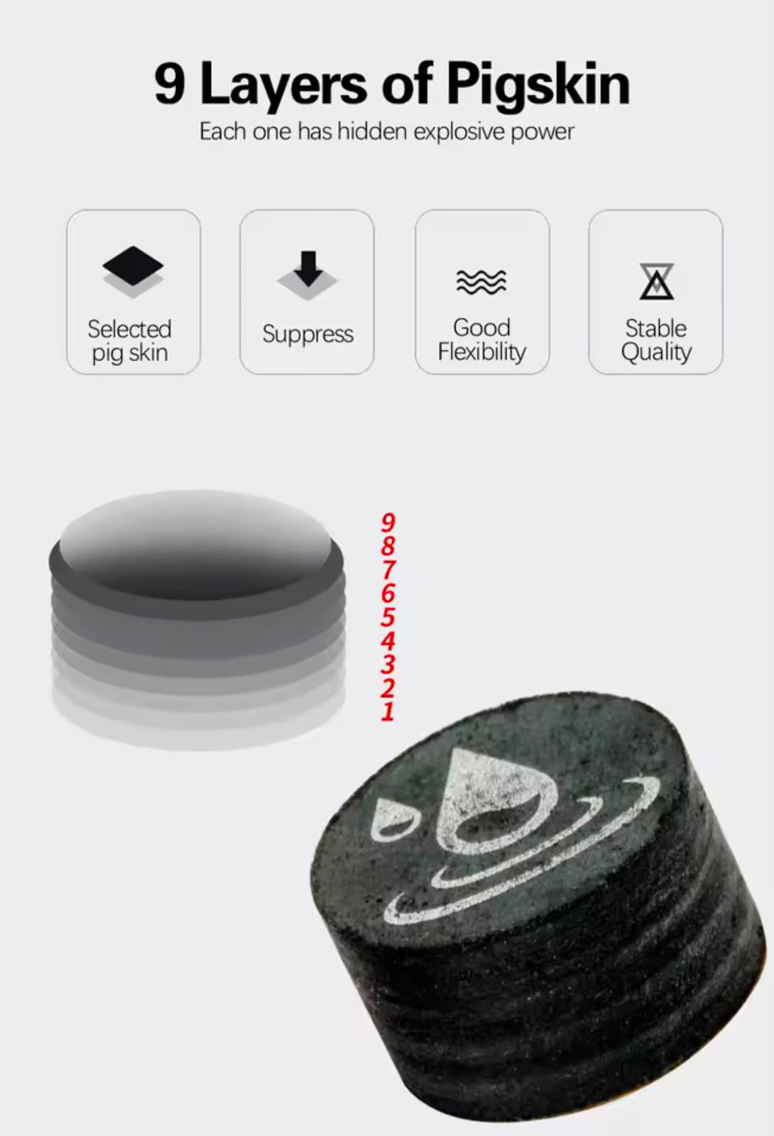 KONLLEN Multi-Layer Pool Cue Tips S/M/H 14mm