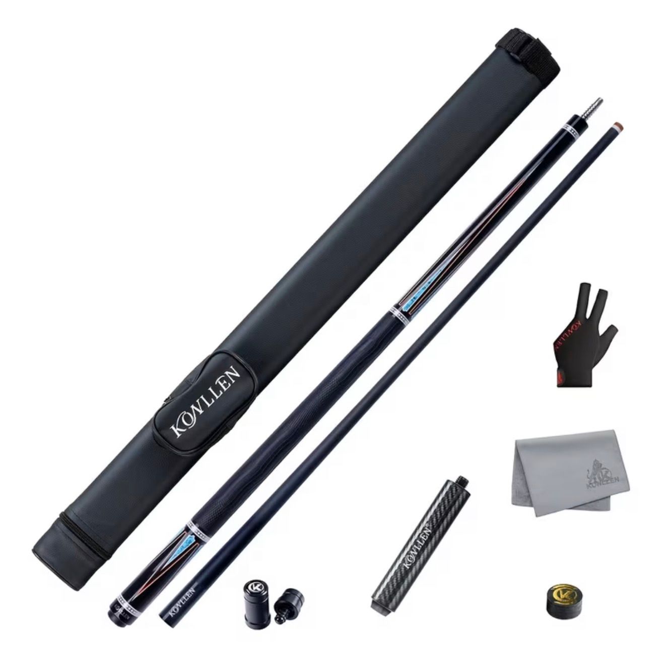 Konllen Series 2.0 AK-08F Professional Pool Cue Set – 12.5mm Tip with Case, Extension & Accessories